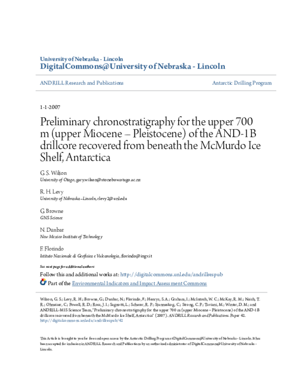 (PDF) Preliminary chronostratigraphy for the upper 700 m (late Miocene ...