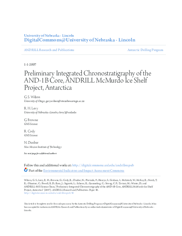(PDF) Preliminary integrated chronostratigraphy of the AND-1B Core ...