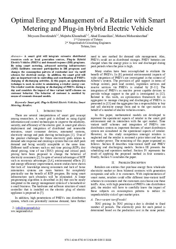 (PDF) Optimal energy management of a retailer with smart metering and ...