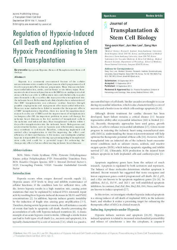 (PDF) Regulation of Hypoxia-Induced Cell Death and Application of ...