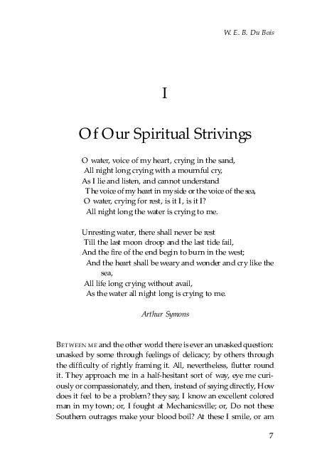 Pdf W E B Du Bois I Of Our Spiritual Strivings Velia Bonaffini Academia Edu