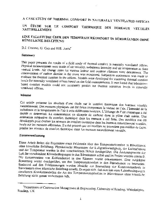 (PDF) A Case Study of Thermal Comfort in Naturally Ventilated Offices