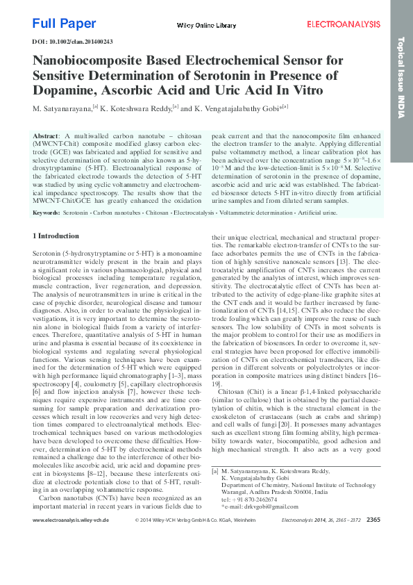 (PDF) Nanobiocomposite Based Electrochemical Sensor for Sensitive ...