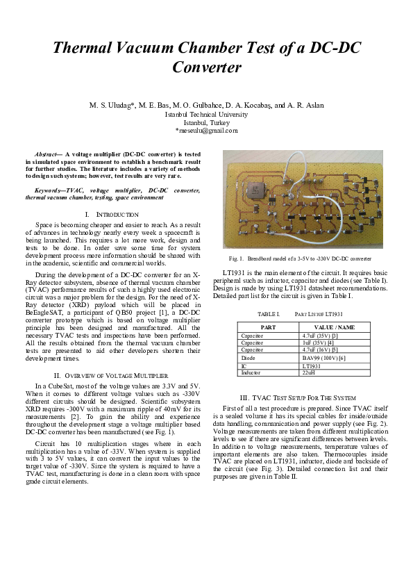 (PDF) Thermal Vacuum Chamber Test of a DCDC Converter Mehmet Sevket