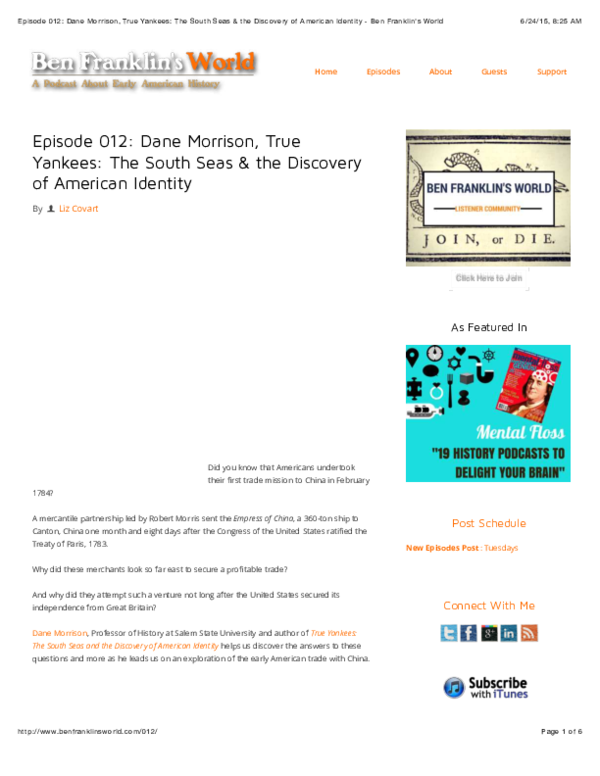 (PDF) Episode 012 Dane Morrison, True Yankees The South Seas & the