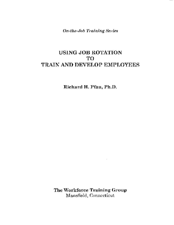 (PDF) Using Job Rotation to Train and Develop Employees