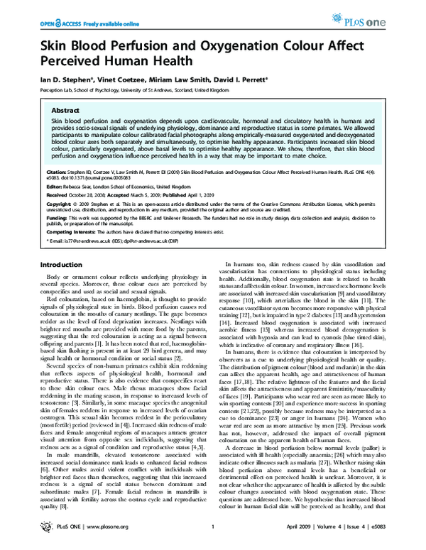 (PDF) Skin Blood Perfusion and Oxygenation Colour Affect Perceived ...