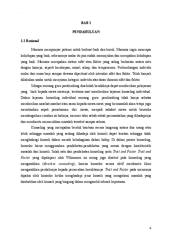 (DOC) contoh laporan model konseling trait and factor