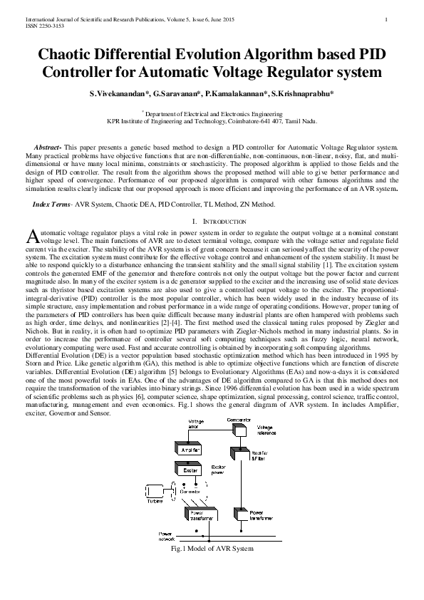 (PDF) Chaotic Differential Evolution Algorithm based PID Controller for ...