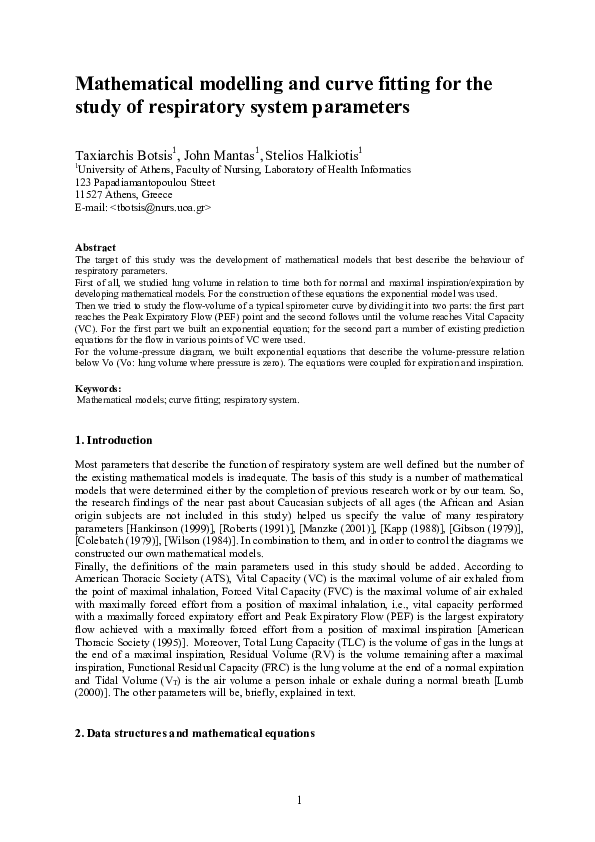 (PDF) Mathematical modelling and curve fitting for the study of ...