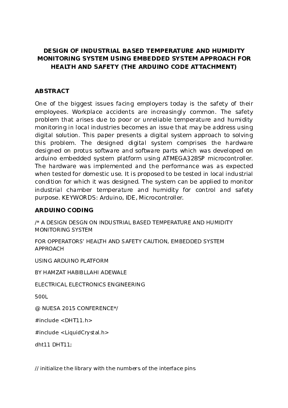 (DOC) DESIGN OF INDUSTRIAL BASED TEMPERATURE AND HUMIDITY MONITORING ...