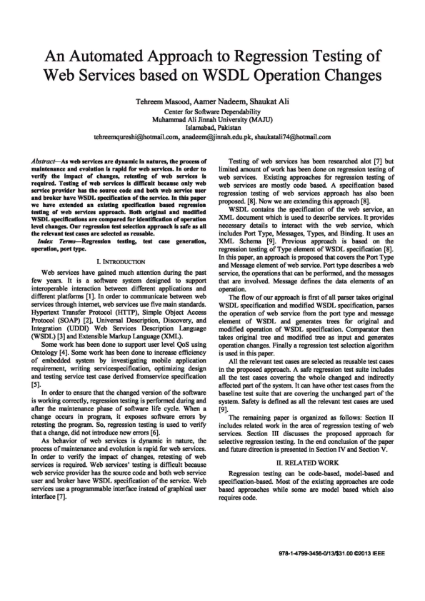 (PDF) An automated approach to regression testing of web services based ...