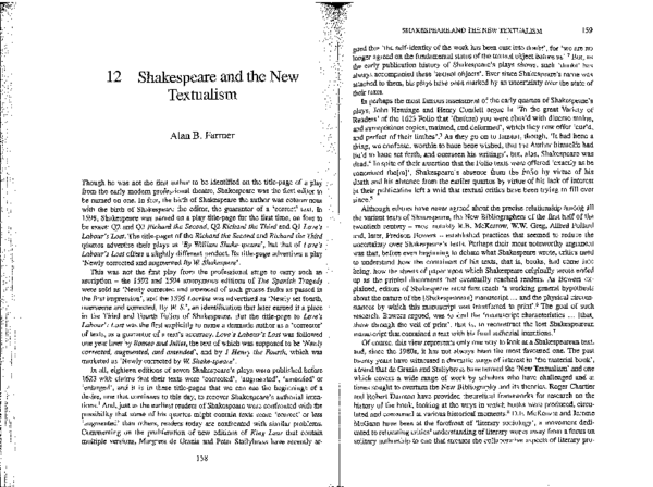 (PDF) Shakespeare and the New Textualism