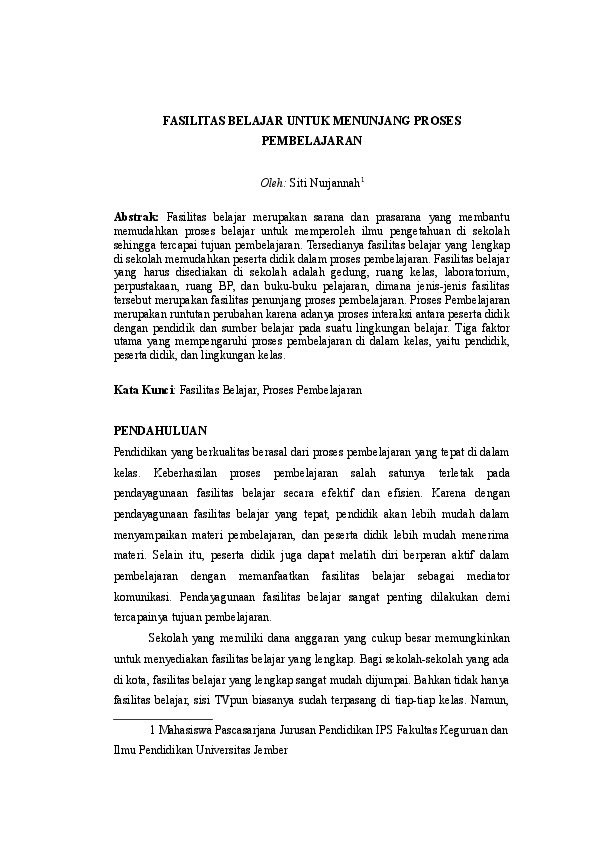 (DOC) Artikel fasilitas belajar untuk menunjang proses pembelajaran