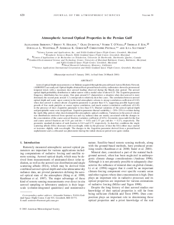 (PDF) Atmospheric Aerosol Optical Properties in the Persian Gulf