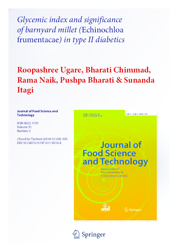 (PDF) Glycemic index and significance of barnyard millet (Echinochloa frumentacae) in type II
