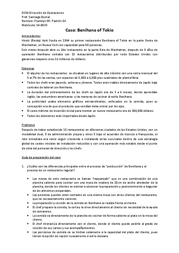 Benihana menu picture