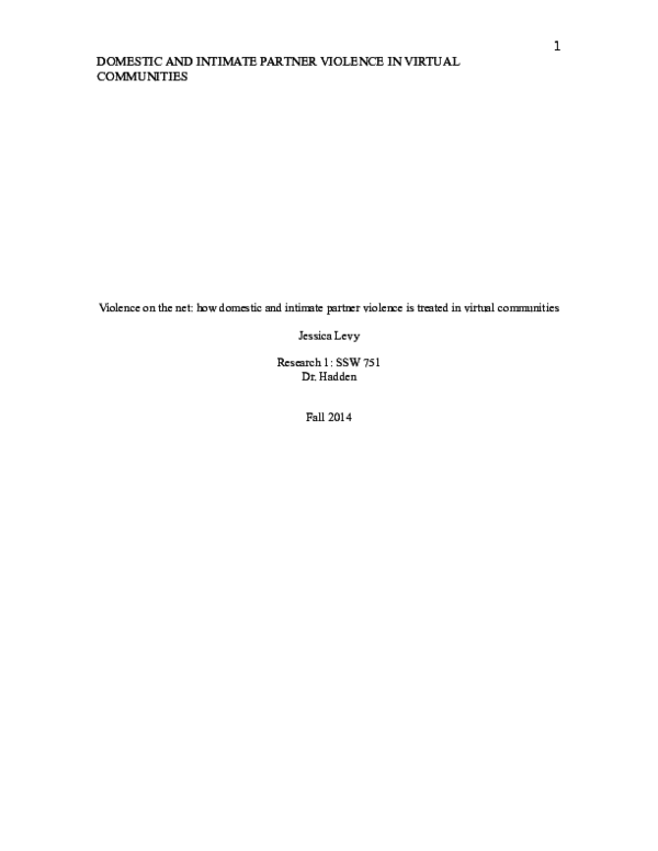 (DOC) Violence on the Net: How Domestic and Intimate Partner Violence ...
