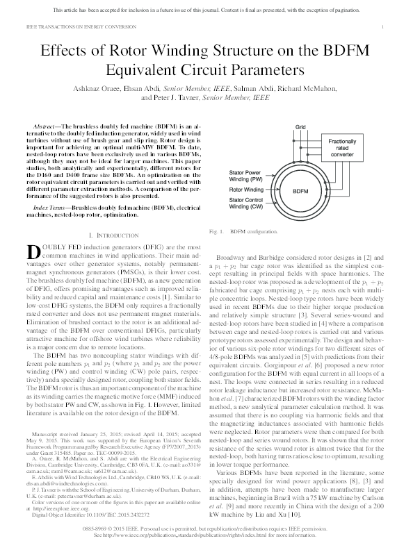 (PDF) Effects of Rotor Winding Structure on the BDFM Equivalent Circuit ...
