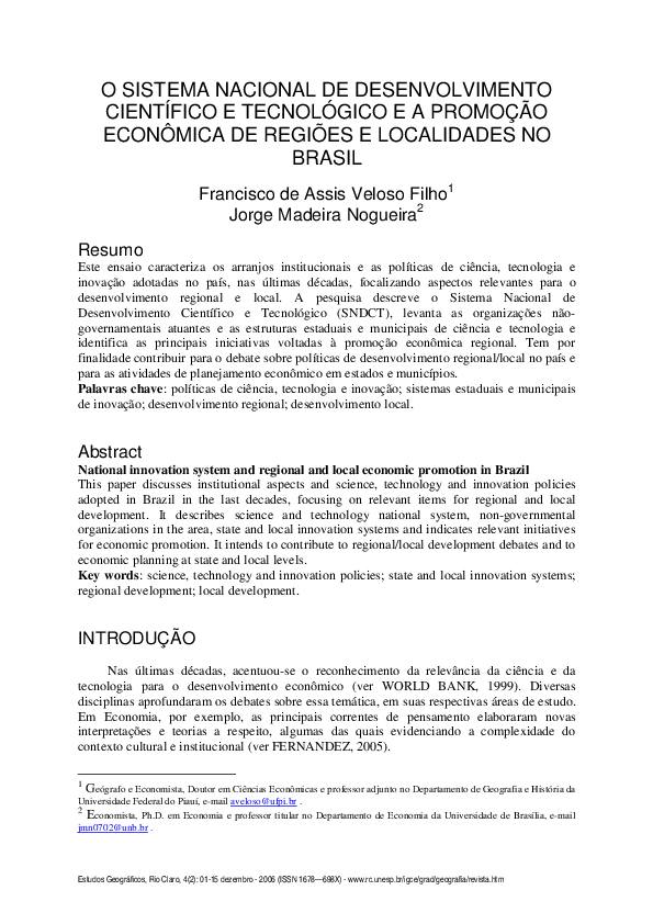 (PDF) O SISTEMA NACIONAL DE DESENVOLVIMENTO