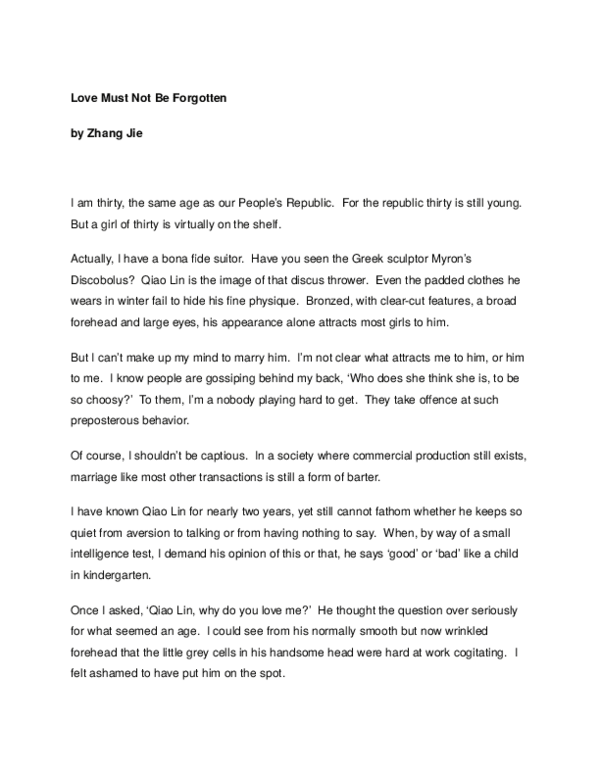 (DOC) Love Must Not Be Forgotten by zhang jie