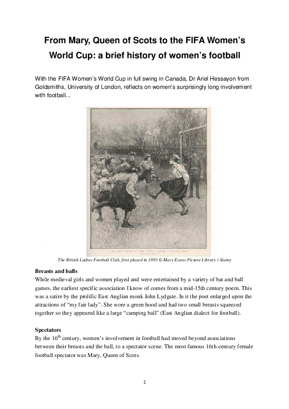 (PDF) A brief history of women's football Ariel Hessayon Academia.edu