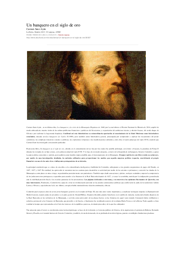 (PDF) Un banquero en el Siglo de Oro. Reseña. Pedro Tedde de Lorca