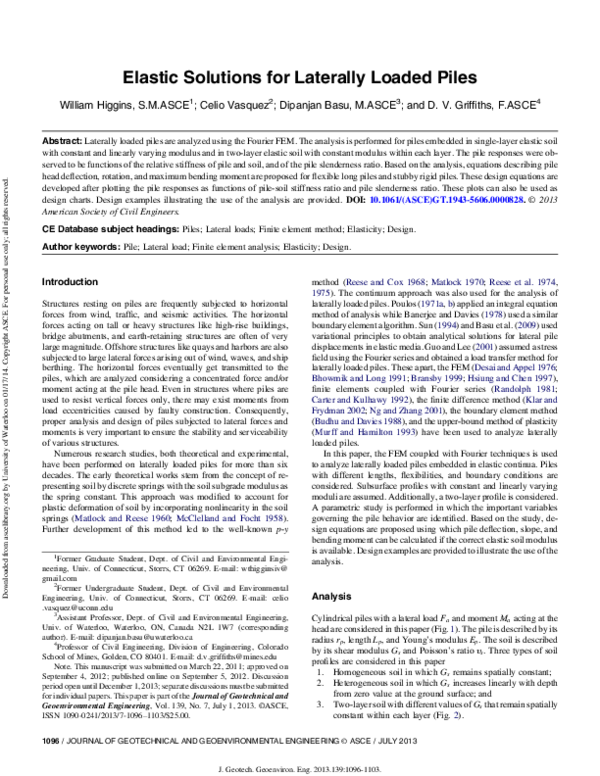 (PDF) Analysis for Laterally Loaded Offshore Piles in Marine Clay