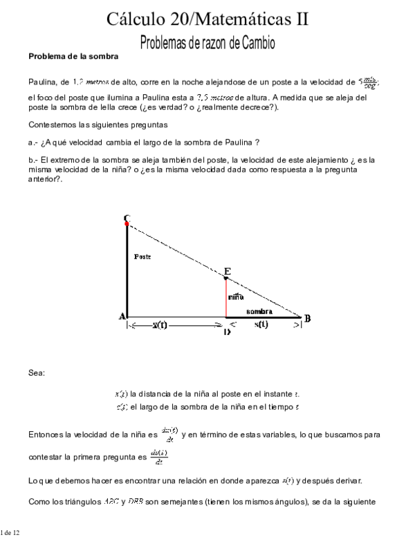 (PDF) Problemas de razon de Cambio Alex Valencia Academia.edu