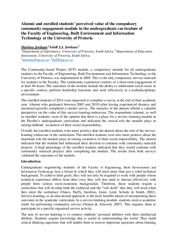 (PDF) Alumni and enrolled students’ perceived value of the compulsory ...