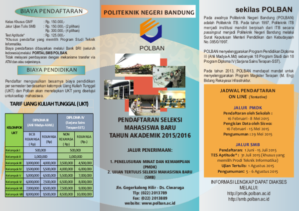 Www.polban.ac.id Pmdk.polban.ac.id / Diterima Di Polban