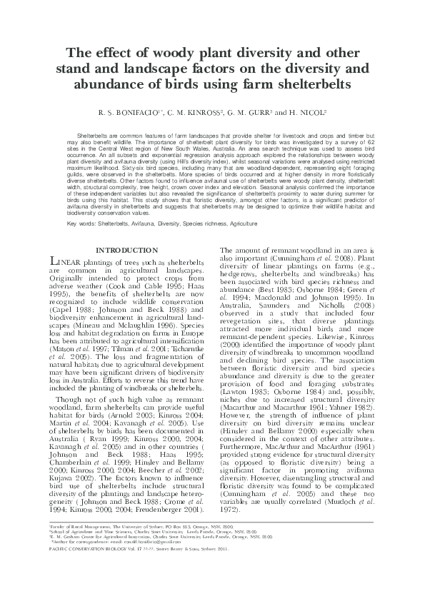 (PDF) The effect of woody plant diversity and other stand and landscape ...