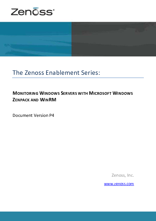 (PDF) The Zenoss Enablement Series MONITORING WINDOWS SERVERS WITH