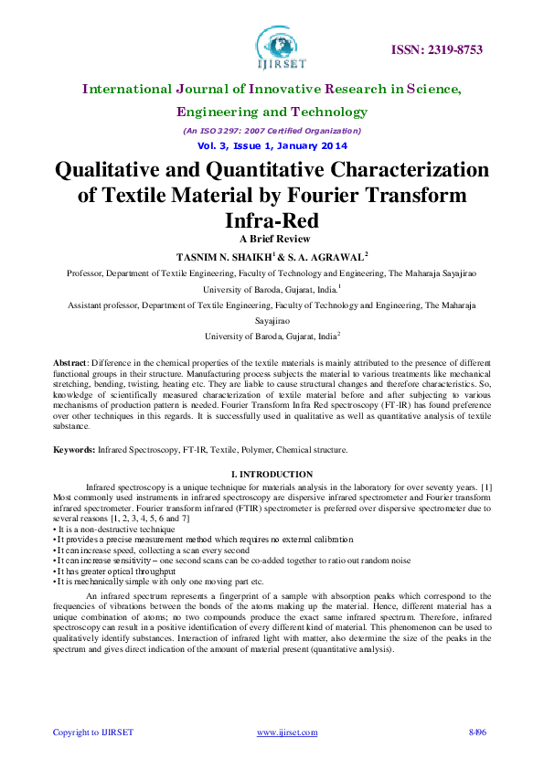 (PDF) Qualitative and Quantitative Characterization of Textile Material