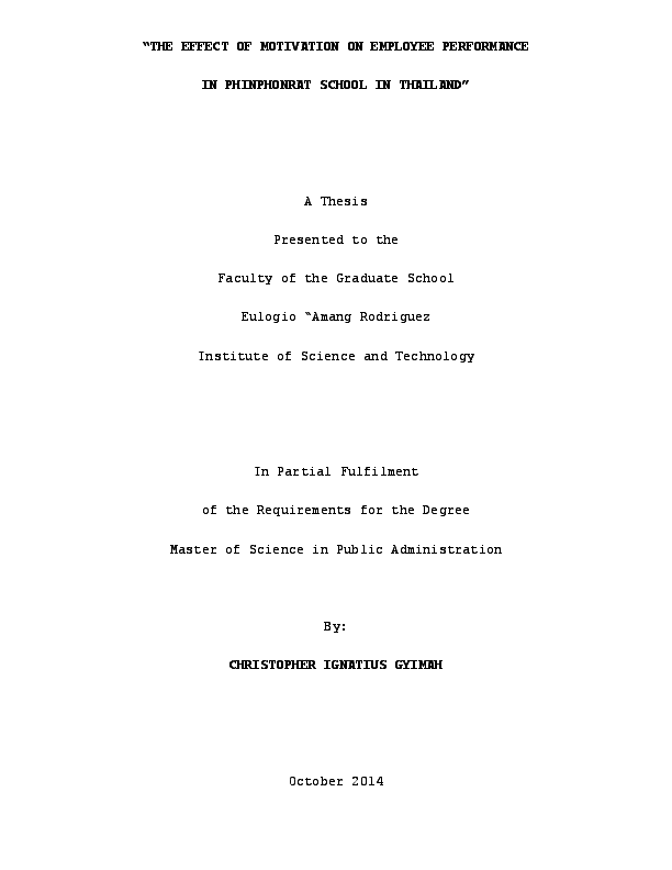 Doc The Effect Of Motivation On Employee Performance Doc The Effect Of Motivation On Employee Performance