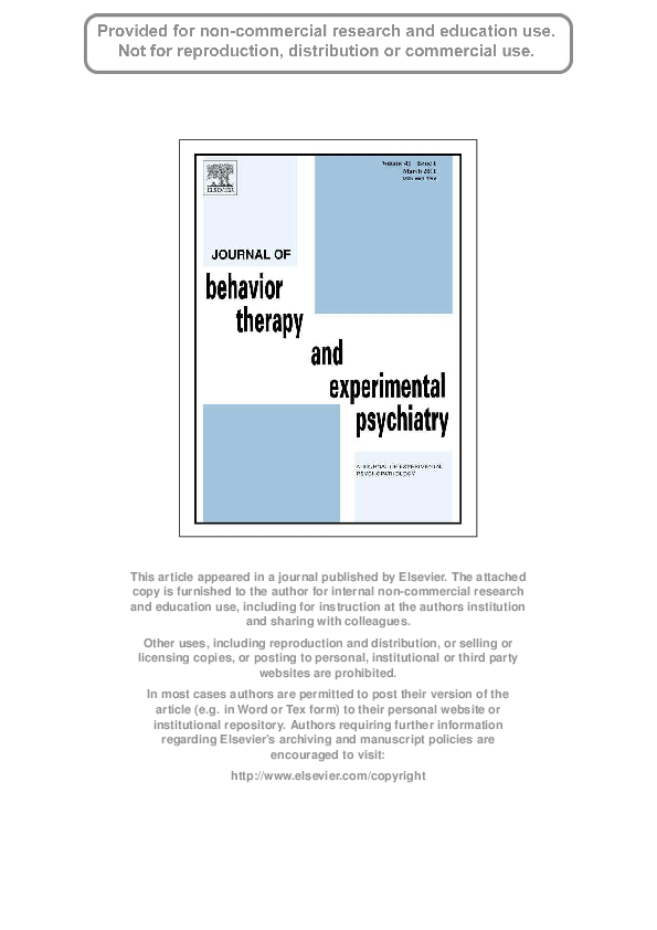 (PDF) Journal of Behavior Therapy and Experimental Psychiatry