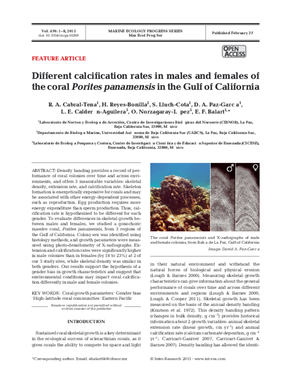 (PDF) Marine Ecology Progress Series 4761 Eduardo Balart and Luis