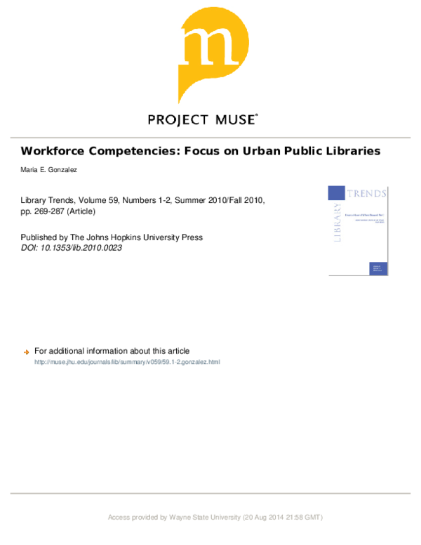 (PDF) Urban Public Libraries: Workforce Competencies
