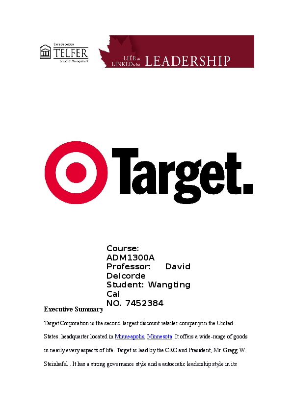 (DOC) Target corporation Report Stuart Cai Academia.edu
