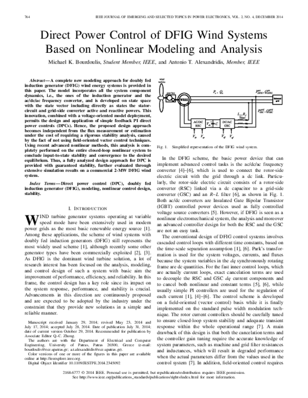 (PDF) Direct Power Control of DFIG Wind Systems Based on Nonlinear ...