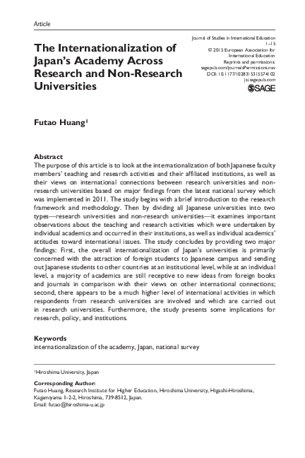 (PDF) The Internationalization of Japan's Academy across Research and ...