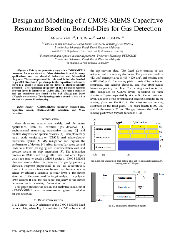 (PDF) Design and Modeling of a CMOS-MEMS Capacitive Resonator Based on ...