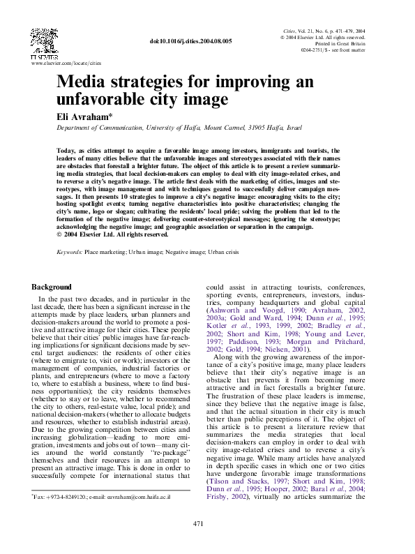 (PDF) Media strategies for improving an unfavorable city