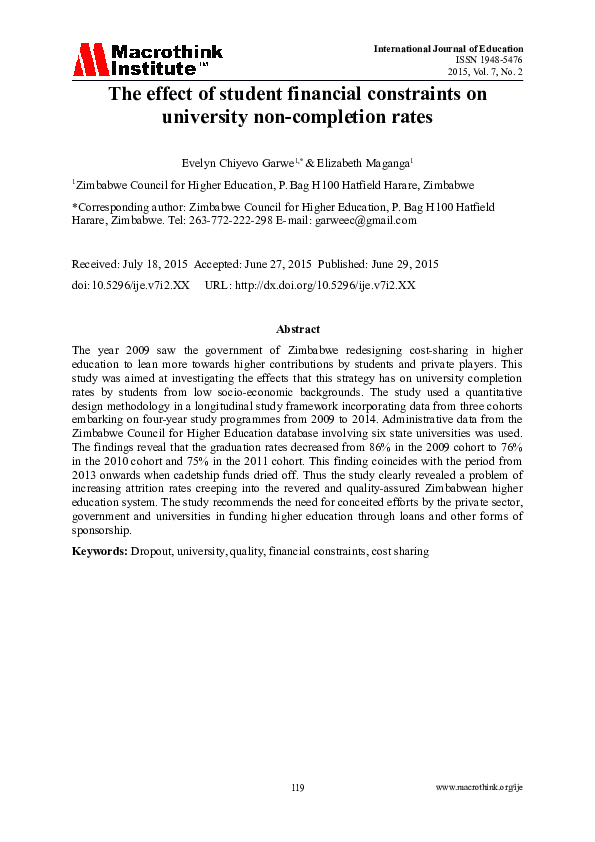 (DOC) The effect of financial constraints on university non-completion ...