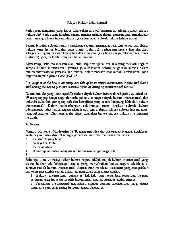 Doc Subyek Hukum Internasional Syaiful Fajar Rinaldi Academia Edu