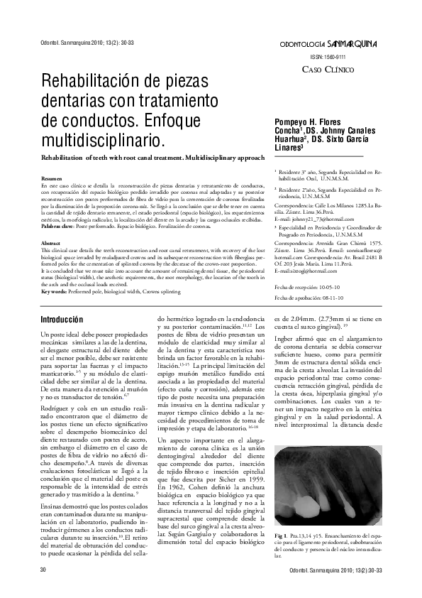 (PDF) Rehabilitation of teeth with root canal treatment ...