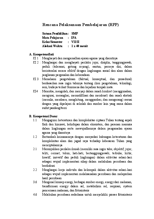 (PDF) RPP SMP Kelas VII KD 3.6 (Cashter Furqan) Cashter (PDF) RPP SMP Kelas VII KD 3.6 (Cashter Furqan) Cashter