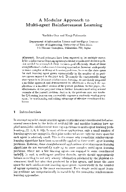 (PDF) A Modular Approach to Multi-agent Reinforcement Learning