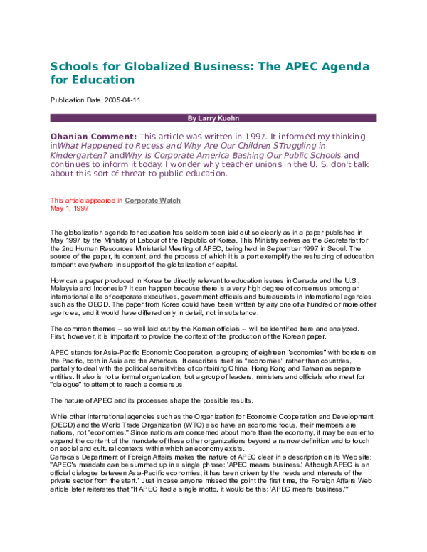 (DOC) Schools for globalized business: The APEC agenda for education