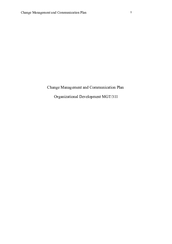 (DOC) Change Management and Communication Plan Organizational ...